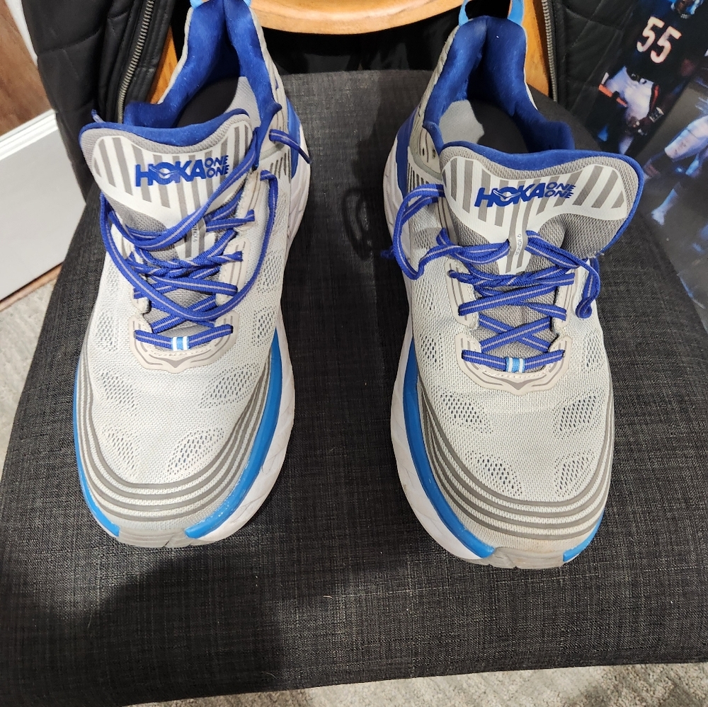 Hoka One One Gray and Blue Running Shoes Size 15D
